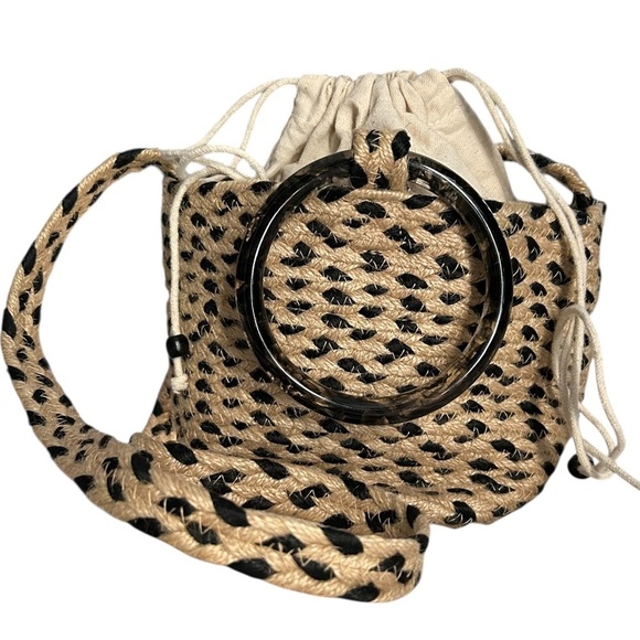 Aritzia Handbags - Main Character Aritzia Mini Black/Natural Jute Bucket Bag